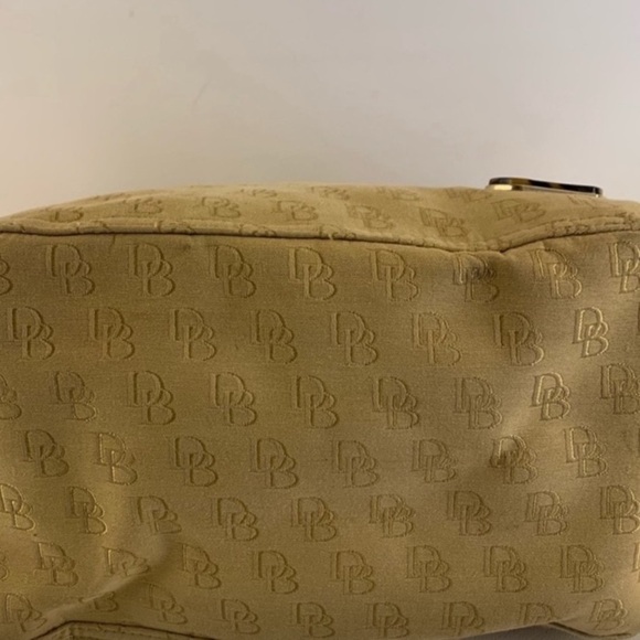 Dooney & Bourke Vintage Tan Canvas Signature Hobo Bag with red interior - Picture 5 of 12